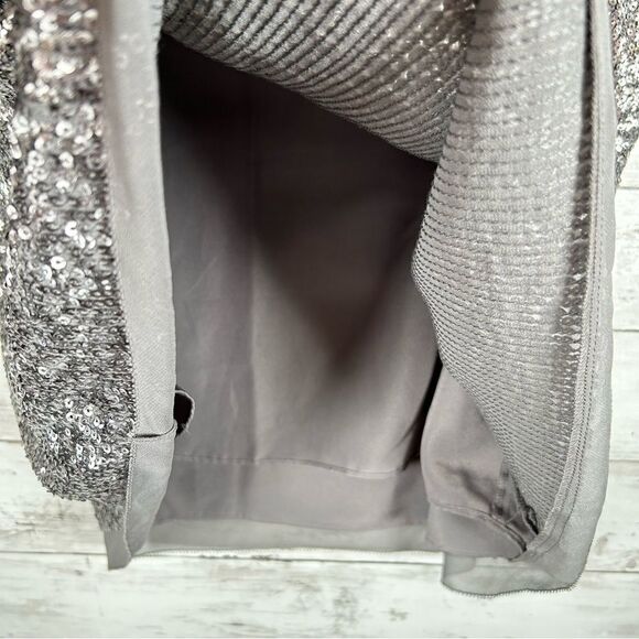 Talbots Silver Gray Gunmetal Bling Holiday Sequin V-Neck Cami Tank Sz 16WP - Picture 6 of 8